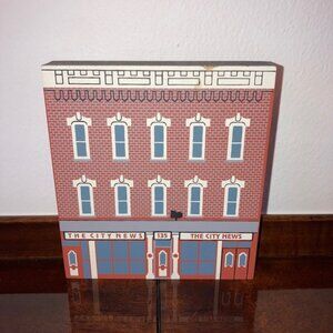 The Cat's Meow Series X The City News 1992 Wooden Shelf Sitter